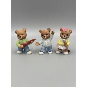 Vintage Homco #1421‎ Bears Sock Hop Rock n Roll Figurines Lot Of 3